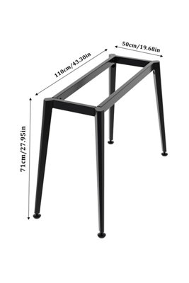 Black Iron Table and Desk Frame with Adjustable Anti-Slip Foot Pads, 72cm H