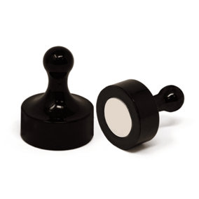 Black Jumbo Skittle Magnets for Fridge, Office, Whiteboard, Noticeboard, Filing Cabinet - 29mm dia x 38mm tall