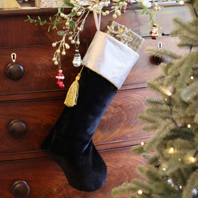 Black Kensington Velvet Xmas Tree Decoration Christmas Gift Bag Christmas Stocking - 3