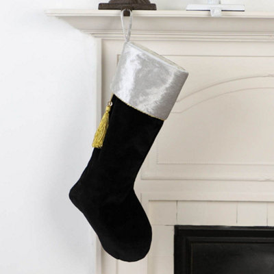 Black Kensington Velvet Xmas Tree Decoration Christmas Gift Bag Christmas Stocking - 4