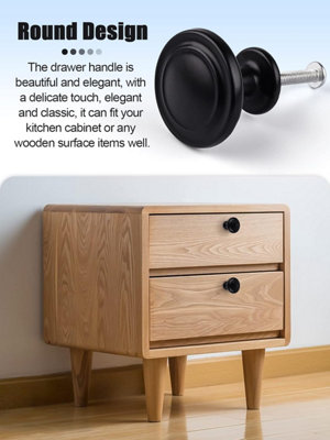 Black Kitchen Cabinet Knobs 1,1/4 Inch Round Drawer Handles Single Hole  Cabinet Knobs Dresser