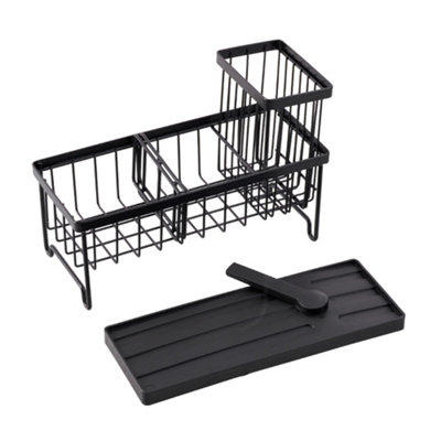 thumbnail image 2 of Large 3-Compartment Sink Tidy – Midnight Black Kitchen Storage Caddy, Freestanding 2 of 5