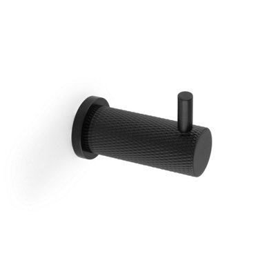 Black Knurled Coat Hook Hanger Diamond Texture