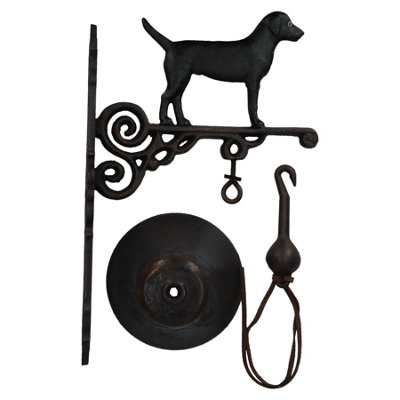 Black Labrador Retriever Dog Bell Farm Cast Iron Sign Plaque Door Wall House