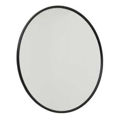 Black Large Circular Metal Wall Mirror - L2 x W120 x H120 cm