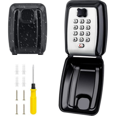 Black Large Key Safe Box Wall Mounted 12-Digit Combination Outdoor Key ...
