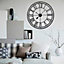 Black Large Wall Clock Roman Numeral  Silent Non Ticking for Kitchen Home 400mm