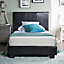 Black Leather Double Bed Frame With Headboard For Adults & Children