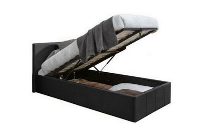 Black Leather Ottoman Bed Frame End Lift Storage Bed Birlea Faux 3FT ...