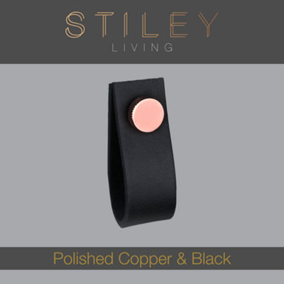 Black Leather Pull With Knurling Fixing - Polished Copper Price Comparisons | Compare The Build