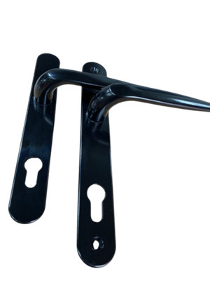 UPVC Door Handles - Black - Lever/Lever - 92mm PZ (Centres) - 210mm Screw To Screw - Backplate 242mm X 34mm - UPVC Door Handle - External Door Handle