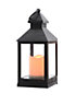 Black LED Candle Lantern Lumineo 24cm Indoor Battery Operated Timer Flame Effect