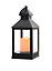 Black LED Candle Lantern Lumineo 24cm Indoor Battery Operated Timer Flame Effect
