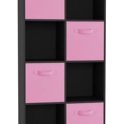 Black, Light Pink - 8-Cube Shelving Unit With Non Woven Inserts