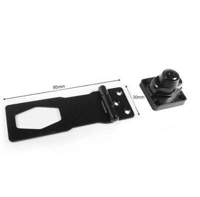 Black Locking Hasp and Staple with Keys Security Lock 95x30mm