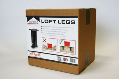 Black Loft Leg Loft storage stilt (H) 175mm x (W) 76mm, Pack of 24 by Loft Leg