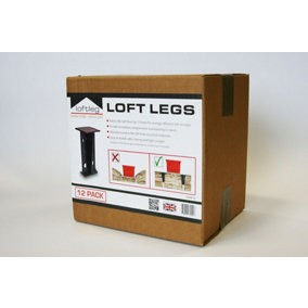 Black Loft Leg Loft storage stilt (H) 175mm x (W) 76mm, Pack of 72 by Loft Leg
