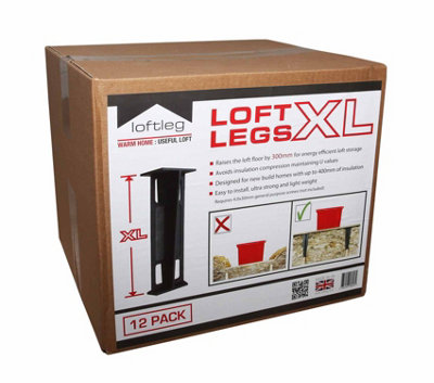 Black Loft Leg XL Loft storage stilt (H) 300mm x (W) 90mm, Pack of 72 by Loft Leg XL