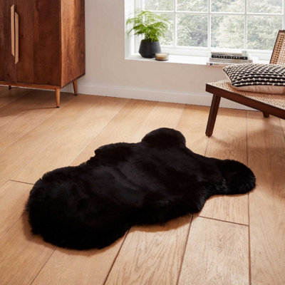 Black Luxurious Modern Plain Shaggy Easy to clean Rug for Dining Room ...