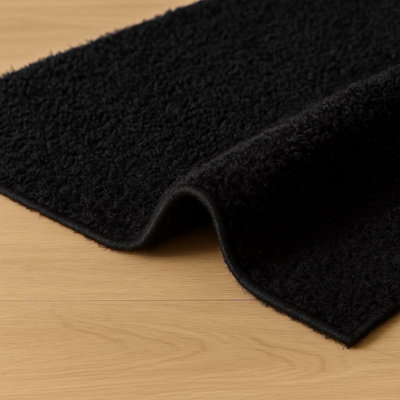 Black Luxury Soft Plush Area Rug Thick Pile Living Room Carpet (160x230)