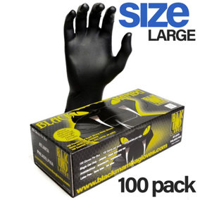 Black Mam Gloves Workshop 6mil Thick Nitrile Glove Box of 100 Large Size