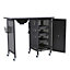 Black Manicure Station Nail Table for Beauty Salon with Storage Basket