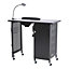 Black Manicure Station Nail Table for Beauty Salon with Storage Basket