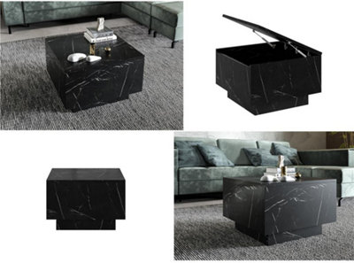 Black Marble Coffee Table Black Marble Effect Lift Up Storage Lamp Table Moon
