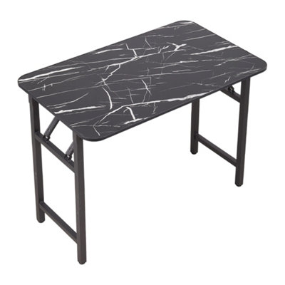 Black Marble Rectangular Folding Table with Double Spring Mechanism ...