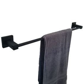 Black Matt Finish Bathroom Wall Mounted Modern Towel Holder Black Square Stylish Accessory