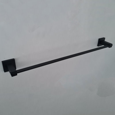 Black Matt Finish Bathroom Wall Mounted Modern Towel Holder Black Square Stylish Accessory - 8