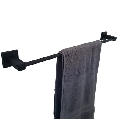 Black Matt Finish Bathroom Wall Mounted Modern Towel Rail Holder Black Square Stylish Accessory Price Comparisons | Compare The Build