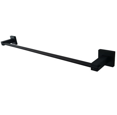 Black Matt Finish Bathroom Wall Mounted Modern Towel Rail Holder Black Square Stylish Accessory
