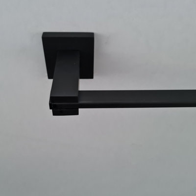 Black Matt Finish Bathroom Wall Mounted Modern Towel Rail Holder Black Square Stylish Accessory - 3