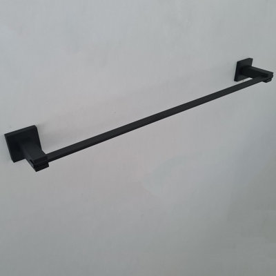 Black Matt Finish Bathroom Wall Mounted Modern Towel Rail Holder Black Square Stylish Accessory - 4