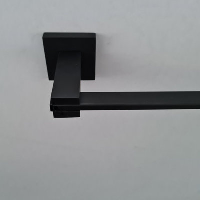 Black Matt Finish Bathroom Wall Mounted Modern Towel Rail Holder Black Square Stylish Accessory - 6