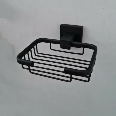 Black Matt Finish Wall Mounted Bathroom Accessory Towel Rail Soap Dish Holder