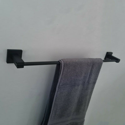 Black Matt Finish Wall Mounted Bathroom Accessory Towel Rail Soap Dish Holder - 5