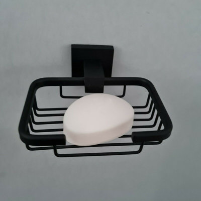 Black Matt Finish Wall Mounted Bathroom Soap Dish Holder Toilet Roll Holder - 3