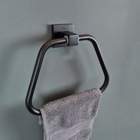 Black Matt Holder Square Hand Towel Holder Black Wall Mounted Accessory