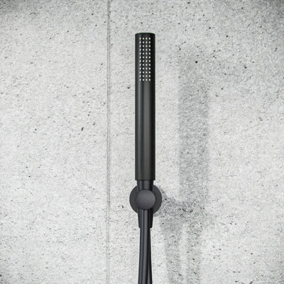 Black Matt Round Concealed Thermostatic Mixer Valve Hand Held Shower Set Temel - 6
