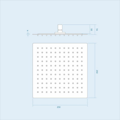 Black Matt Square Rainfall Shower Head with Hand Held Thermostatic Valve Temel - 6