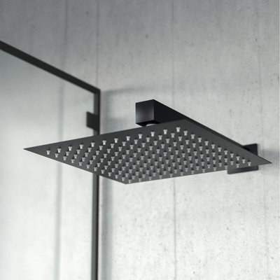 Black Matt Square Shower Head Concealed Thermostatic Mixer Valve HandHeld - 4