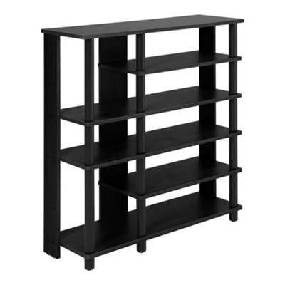 Black MDF Shoe Rack with 8 Open Shelves for Entryway or Closet ...