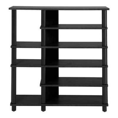 Black MDF Shoe Rack with 8 Open Shelves for Entryway or Closet ...