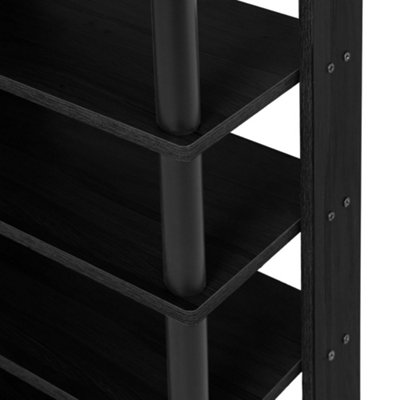 Black MDF Shoe Rack with 8 Open Shelves for Entryway or Closet ...