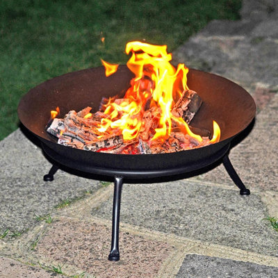 Black Melbourne Iron Cast Metal Fire Pit Bowls for Outdoor BBQ, Heating and Garden