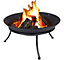 Black Melbourne Iron Cast Metal Fire Pit Bowls for Outdoor BBQ, Heating and Garden