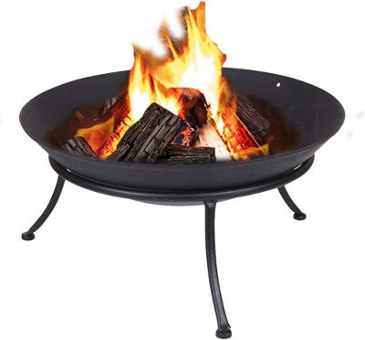Black Melbourne Iron Cast Metal Fire Pit Bowls for Outdoor BBQ, Heating and Garden