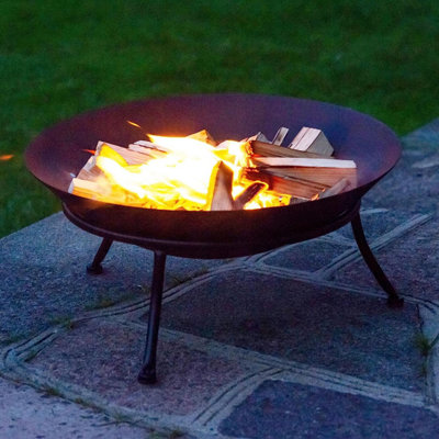 Black Melbourne Iron Cast Metal Fire Pit Bowls for Outdoor